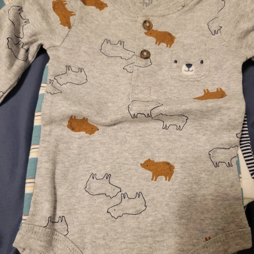 Carters Boys Long Sleeves Bodysuit Size 3Months Package Of 4brand New